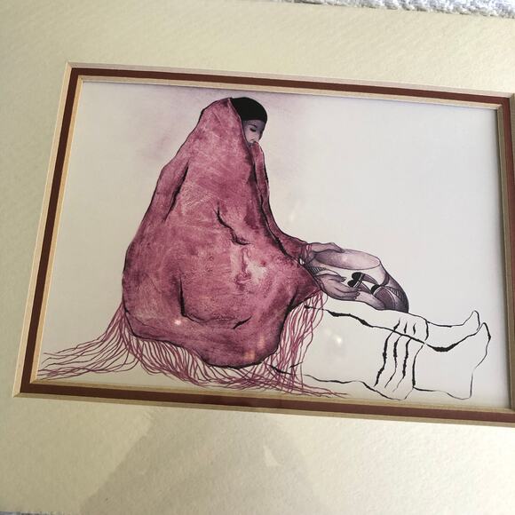 R.C. Gorman “Anita” Navajo Woman 8x10 Matted Art Print New Sealed Southwest - Picture 2 of 7